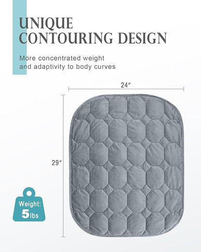 Cottonblue Weighted Lap Blanket 5lbs, Cozy Luxury Crystal Velvet Weighted Blanket for Adults, Small Weighted Blanket for Relaxation, Sleeping, Travel, Grey, 24" x 29"