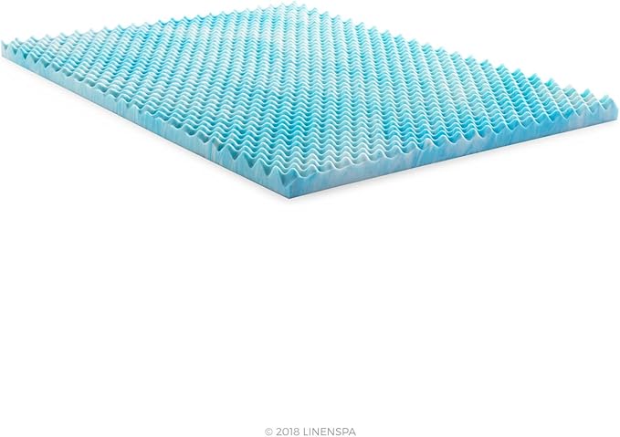 Linenspa 3 Inch Convoluted Gel Swirl Memory Foam Mattress Topper - Promotes Airflow - Relieves Pressure Points - Twin