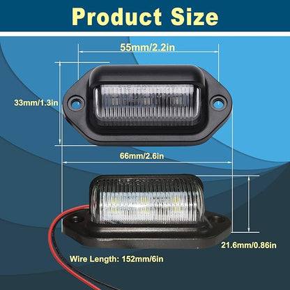 2PCS Red LED License Plate Light, 12V-24V DC Waterproof 6-SMD Taillight, Universal for Truck SUV Trailer Van RV Boats or Step/Courtesy Light