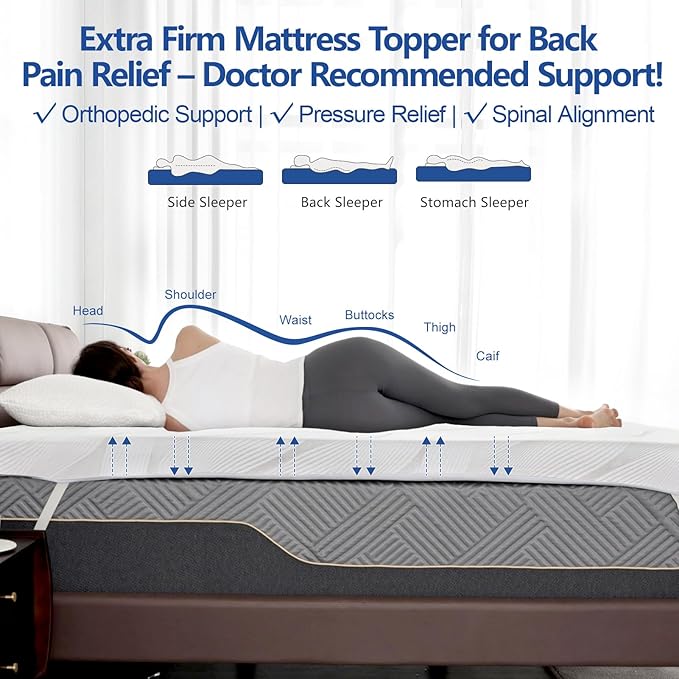 3 Inch Full Size Firm Mattress Topper with Ice Silk Cover, Premium Cooling Gel+Bamboo High Density Memory Foam Mattress Topper, CertiPUR-US Firm Bed Topper for Pain Relief, 74"x54"