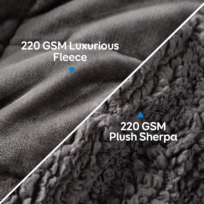 Cottonblue Weighted Blanket 25 lbs for Queen Bed, Flannel Shaggy Sherpa Weighted Blanket for Adults Comfortable Weighted Blankets for Calming and Relax, Bed Sofa Heavy Blankets, 60x80 inches, Grey