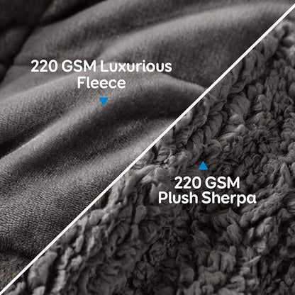 Cottonblue Weighted Blanket 15 lbs Queen Size 60x80 inches, Flannel Shaggy Sherpa Weighted Blanket for Adults Comfortable Weighted Blankets for Calming and Relax, Bed Sofa Heavy Blankets, Grey