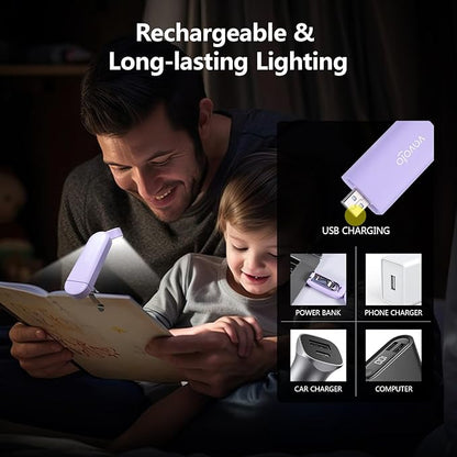 VAVOFO USB Rechargeable Book Light, Blue Light Blocking, Amber Clip On Bookmark Reading Light for Bookworms with Eye Care 6 LED Modes
