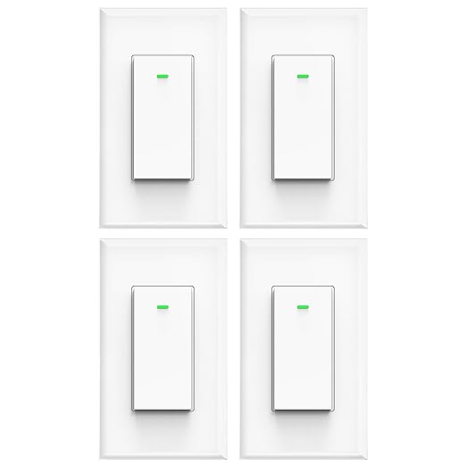 Smart light switch, Compatible with Alexa, Compatible with Google Assistant, No Hub Required, Smart Home WiFi Wireless, Suit for 1/2/3/4 Gang Switch Box, Neutral Wire Required, White Micmi 4pack