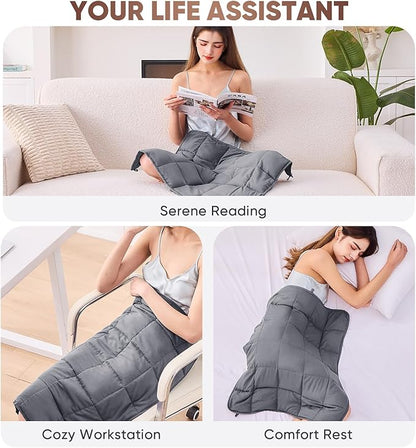 Weighted Lap Blanket for Adults 5lbs, 29"x33" Cooling Heavy Throw Blanket, Portable Travel Weighted Blankets, Soft Small Blankets Gift for Sleeping, Grey