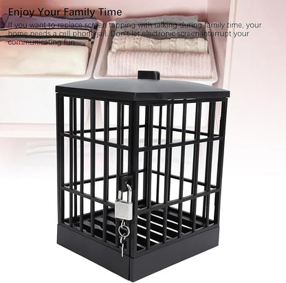 Lockable Cell Phone Jail with Timer, 5.9x7x5 Inch Mobile Phone Jail, Smartphone Holder Phone Jail Cage Fun Gifts for Classroom Office, Novelty Party Fun Gift with Timer 2