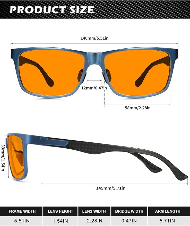 ANYLUV Blue Light Blocking Glasses Men Computer Gaming Glasses Lightweight Al-Mg Metal Anti Eyestrain Eye Protection