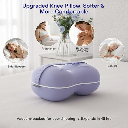 Knee Pillow for Side Sleepers - Smooth Spine Alignment Pillow, Memory Foam Knee Pillows for Back Hip Pain, Spine Aligning, Sciatica, Surgery Recovery, Pregnancy