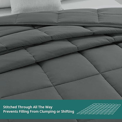 HOMBYS Alaskan King Comforter 132x120, Lightweight Quilted Down Alternative Duvet Insert for All Season,Grey,8 Corner Tabs