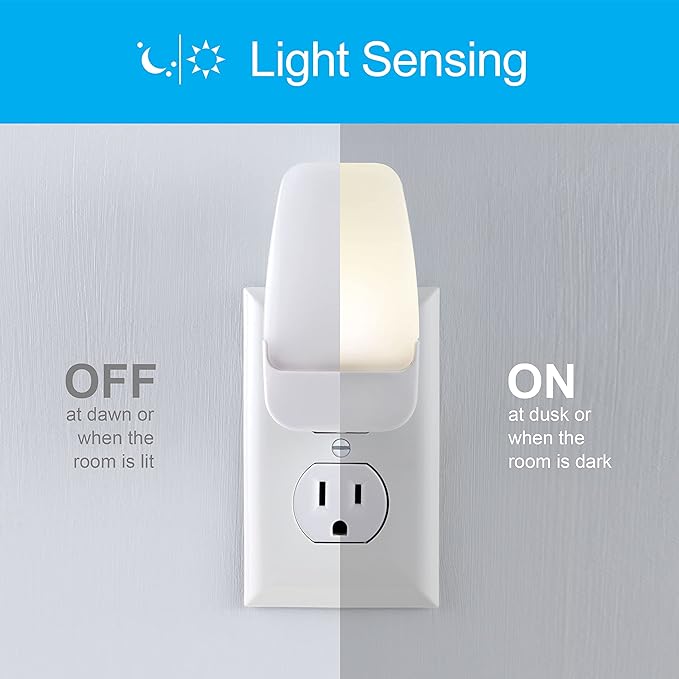 GE LED Night Light, Plug-in, Dusk to Dawn Sensor, Warm White, Ambient Lighting, Ideal Kids Adults Nightlight for Bedroom, Bathroom, Nursery, Hallway, Kitchen, 30966, 2 Pack