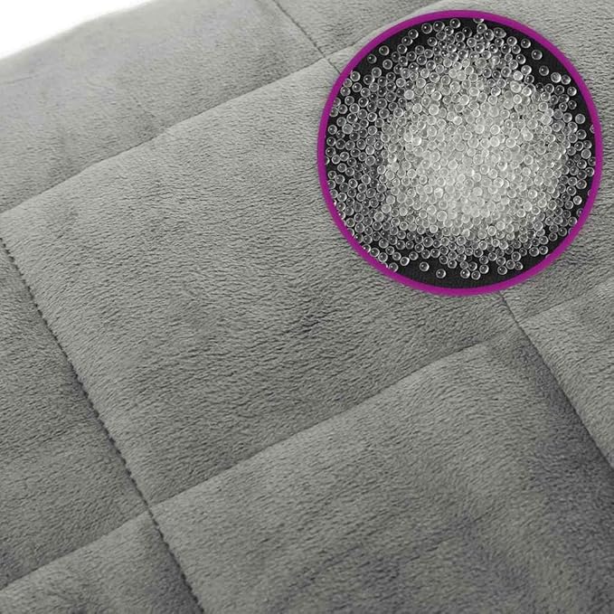 vidaXL Weighted Blanket Gray - Soft Cotton Fabric, Filling with Glass Beads, Even Weight Distribution, 24.3 lb, Size 86.6"x102.4" - Modern Home Comfort for All Seasons