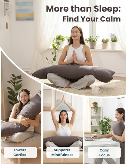 ZonLi Cooling Weighted Body Pillow with Bamboo Cover (48" x 14") 8.5lbs, Quilted Glass Beads Body Pillows for Adults, Weighted Pillow for Deep Sleepers, Full Body Pillow for Side Sleepers