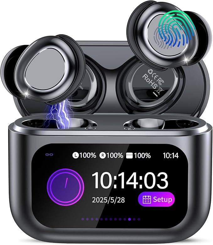 Sleep Earbuds Bluetooth 5.4 in Ear Touch Screen Sleep Headphones, Small Design Mini Sleep Earbuds for Side Sleepers with Sleep Mode, 48H Playtime Sleep Earphones Clear Calls, Carbonblack