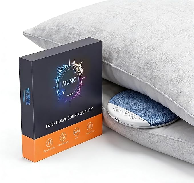 Bluetooth Pillow Speaker for Sleeping, Under Pillow Speaker with Sleep Timer & White Noise, Thin Speaker for Bed, Hi-Fi Sound, 48H Battery, Type-C, Private Listening for Adults & Kids (Pro)