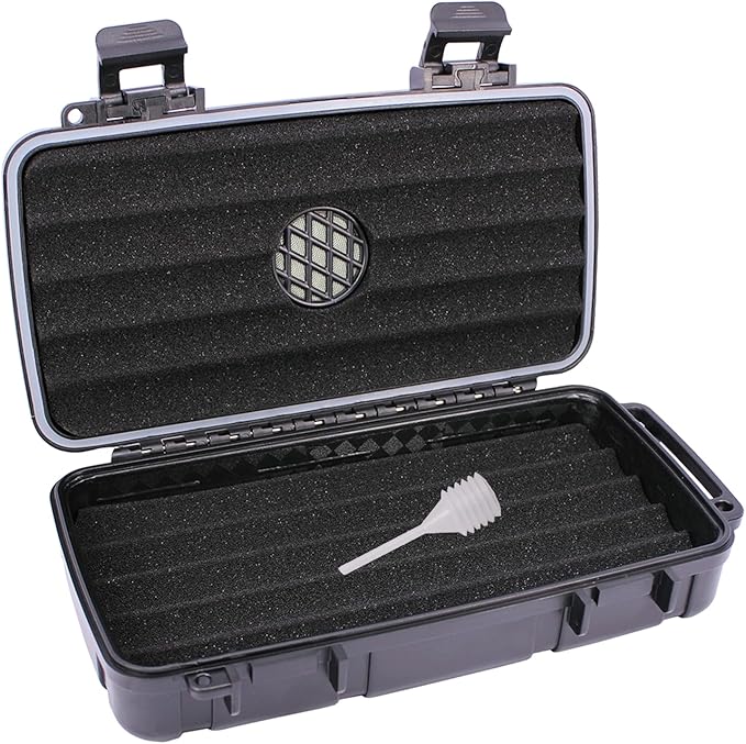 Cigar Travel Humidor with Built-in Humidifier Disc, Portable 5 Cigars Storage Case, Waterproof & Crushproof Gifts for Men