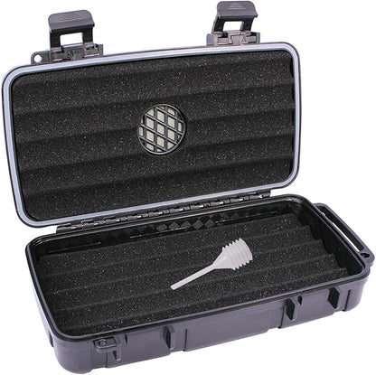 Cigar Travel Humidor with Built-in Humidifier Disc, Portable 5 Cigars Storage Case, Waterproof & Crushproof Gifts for Men