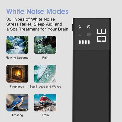 Under Pillow Bone Conduction Speaker for Sleeping – Bluetooth White Noise Sound Machine with Display, 36 Sleep Sounds, Timer, TF Card Support for Side Sleepers and Sleep Difficulties