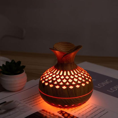 Humidifiers for Bedroom, 300ml Portable Mini Humidifier Wooden Vase Flower Diffuser for Baby Bedroom Travel Office
