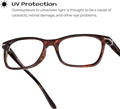 Readerest Blue Light Blocking Glasses – Thin Reflective Lens, Anti-Glare Computer Eyeglasses, UV Protection, Eye Strain Relief (Bourbon Tortoise, 3.0 Magnification)