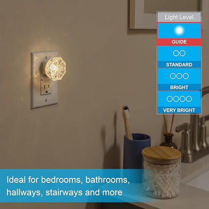 GE Jewel LED Night Light, Plug-in, Always on, Warm White, UL-Certified, Energy Efficient, Ideal Nightlight for Bedroom, Bathroom, Nursery, Hallway, Kitchen, 85094, 4 Pack