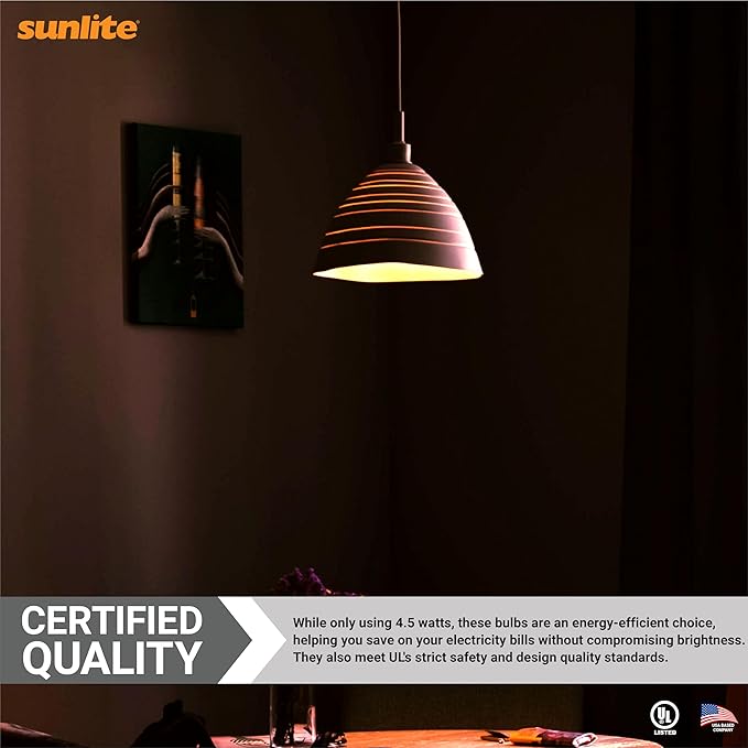 Sunlite 81085 LED Colored Filament A19 Light Bulb, 4.5 Watts, Medium E26 Base, 120 Volts, Transparent Orange, Dimmable, 320 Degree Beam Angle, UL Listed, 2 Count