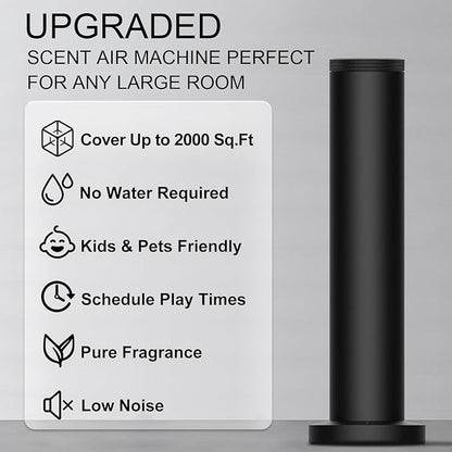 Wireless Hotel Scent Diffuser Starter Kit- Cordless Rechargeable Diffuser for Whole House - Hotel Scents Collection - App Control Waterless Essential Oil Diffuser for Large Room, Studio, Office(Black)