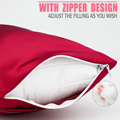 Silky Satin Soft Knee Pillow for Side Sleepers, Pressure Pillows Between Legs 11"x7" Small Knee Pillow Joints Cushion for Sleeping Hip and Back Pain, Burgundy 2 Pcs