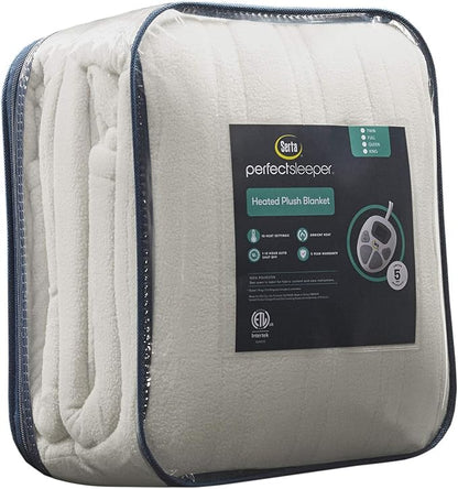 Serta Reversible Fleece to Sherpa Electric Blanket, Fast Heating, Auto Shut Off Timer, Multi Heat Setting, ETL Certified, Machine Washable, Tan Full 84"x 77"