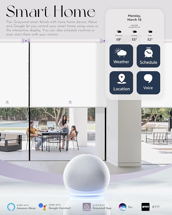 Graywind Motorized Light Filtering Shades Compatible with Alexa Google Hardwired WiFi Smart Half Shading Remote Control Automated Blinds Electric Window Shades, Custom Size (Jacquard Coffee)