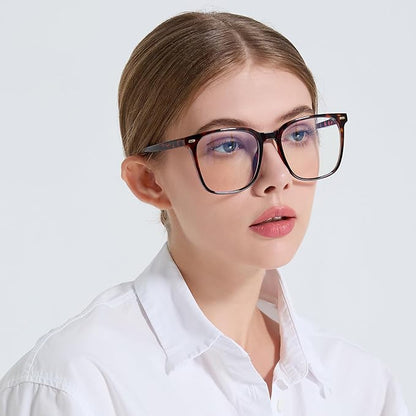 Oversized Square Blue Light Blocking Glasses for Women Men, Anti-Fatigue Computer Monitor Glasses Reduce Eye Strain