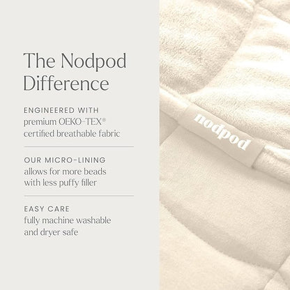 nodpod Body 6.5lb Patented Compact Weighted Blanket I Perfect for Relaxation, Sleeping & Travel l I Glass Bead Filled, Machine Washable (29" x 24") - Bone