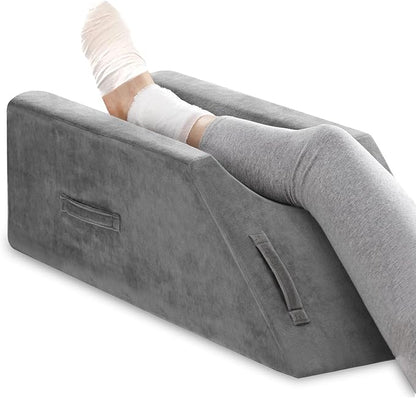 UBBCARE Leg Elevation Pillow for Leg/Knee Surgery Recovery, Memory Foam Leg Pillow with Velvet Washable Cover, Grey