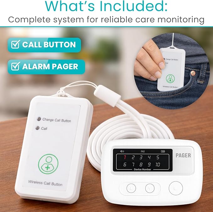 Vive Wireless Call Button - Emergency Alert System for Patients - Smart Portable Medical Panic Button - Notifies Nurse or Caretaker When Elderly Senior Needs Help - Perfect for Home Wander Prevention
