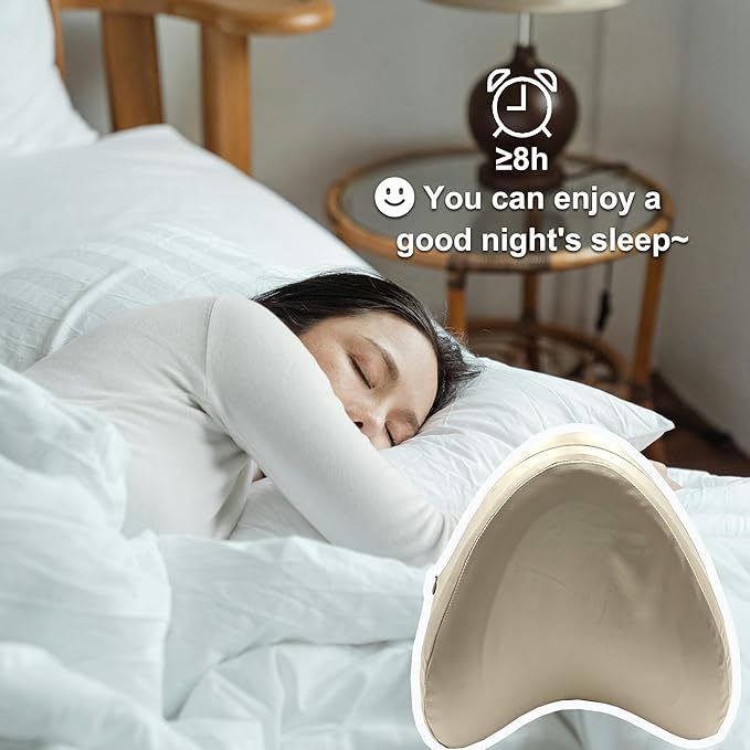 Satin Knee Pillow Cover for Heart Shaped Leg & Knee Foam Support Pillow, Upgraded Invisible Zippered Satin Leg Pillowcase Replacement (10 * 9.5 * 4.9in)-Cover ONlY (Champagne)