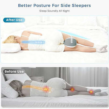 Knee Pillow for Side Sleepers, Leg Pillow for Side Sleeping, Hip, Sciatica & Lower Back Pain Relief, with Contoured Memory Foam & Non-Slip Strap for All-Night Support