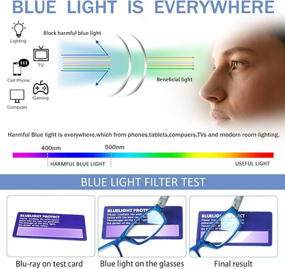 Henotin 6-Pack Reading Glasses Blue Light Blocking Anti Eyestrain Computer Reading Glasses for Women and Men Readers (Mix Color-A, 0.00, Diopters)