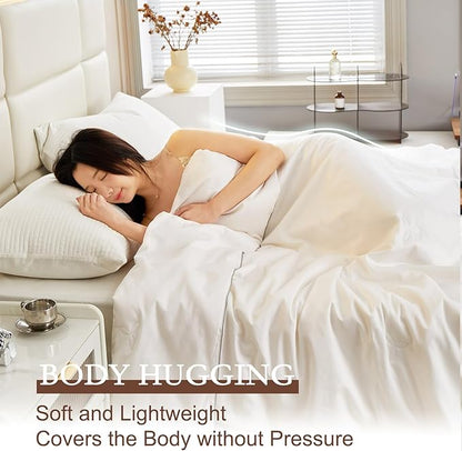YOUR MOON Luxurious Summer/Spring Lightweight Mulberry Silk Comforter King Size,100% Natural Long Strand Silk Fill Duvet Blankets, Luxury Bedding Summer, Noiseless Cotton Shell (White)