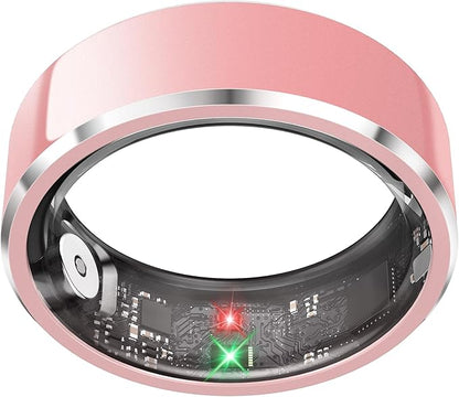 Smart Ring for Women,Fitness & Activity Tracker with Blood Oxygen/Heart Rate Monitor, Sleep Tracker, Step Counter, IP68 Waterproof Ring for iOS&Android, Fast Charge, No Subscription (Pink, Size9）