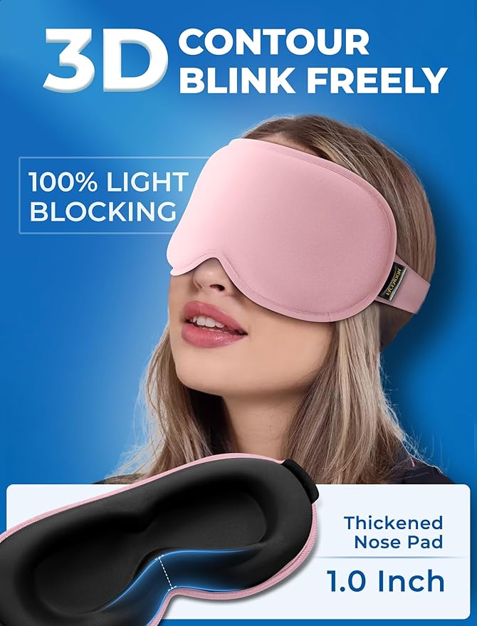 3D Blackout Cooling Gel Eye Mask: 6oz Weighted Cold Compress, Deep Relaxation & Meditation Mask for Women, Nurse Night Shift Recovery, Headache & Stress Cooling Comfort, Gift Ready, Pink