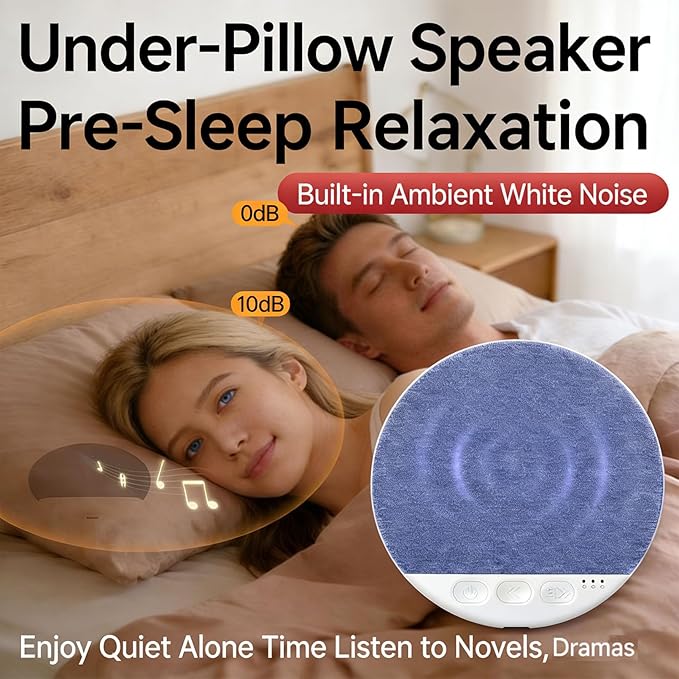 Ultra-Thin Bluetooth Pillow Speaker for Sleeping, Built-in White Noise to Support Sleep, Dual-Mode Bone Conduction & Speakers Audio, Features A Three-Dimensional Bass Effect (2Pcs Green)