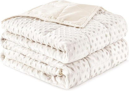 Sivio Weighted Blanket for Adults Queen Size 15 lbs, Soft Heavy Blanket for Stress Relief and Sleep Promotion, Cooling Weighted Throw Blanket for All-Season, White, 60 x 80 inches