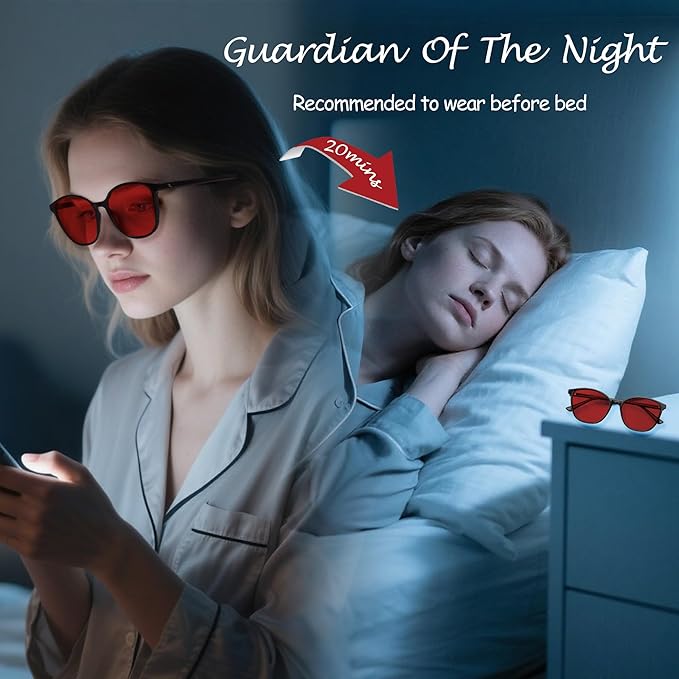 Sleep Blue Light Blocking Glasses for Men and Women, Computer Gaming Glasses Anti Eyestrain & UV Glare