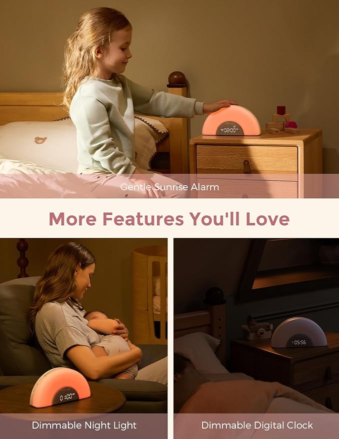 Momcozy Baby Sound Machine & Night Light–White Noise Machine with App Control, Sunrise Alarm, 34 Soothing Sounds–Sleep Trainer for Newborns & Toddlers, Travel Nursery Essential