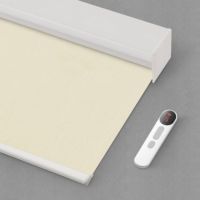 Bringnox Motorized Blinds with Remote,100% Blackout Smart Roller Blinds Compatible with Apple Homekit Google Home and Alexa Via HUB,and Customized (Safari Stone-07)