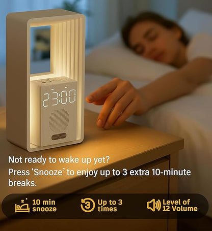 Smart Sunrise Alarm Clock Wake Up Light with 9 Soothing Sounds Simulation, USB Charging Port, Adjustable Brightness Levels & Snooze Function