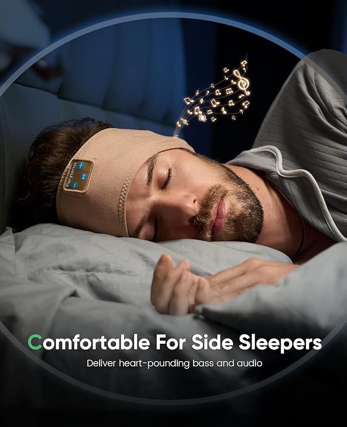 Perytong Sleep Headphones, Bluetooth 5.4 Sleep Headphones for Side Sleepers with Ultra-Thin HD Stereo Speakers, Wireless Earphones Sweat Resistant Sport for Men Women