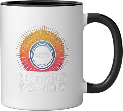 Relaxation Breathing Vagus Nerve Stimulation, Stress Relief Ceramic Mug, Black/White
