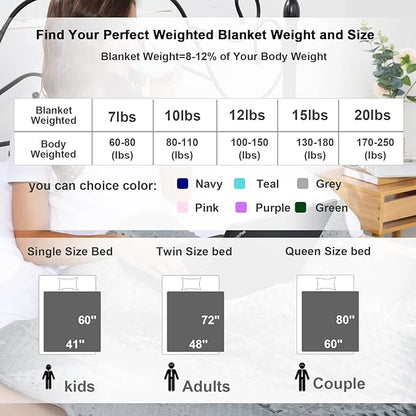 Alomidds Weighted Blanket (60"x80",15lbs Queen Size - Teal), Weighted Blankets for Adults, Cooling Breathable Soft and Comfort Minky, Heavy Blanket Microfiber Material with Glass Beads