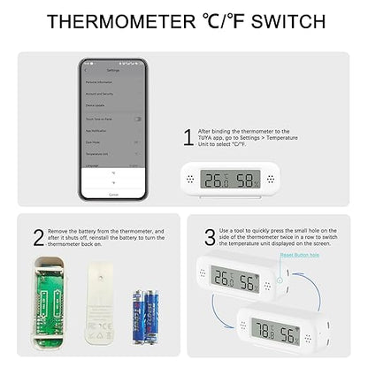 WiFi Thermometer Hygrometer Indoor: Smart Temperature Sensor, Digital Temperature Humidity Monitor with Smart App & Data Recording, Compatible with Alexa, for Bedroom Greenhouse Cellar (4 Pack)