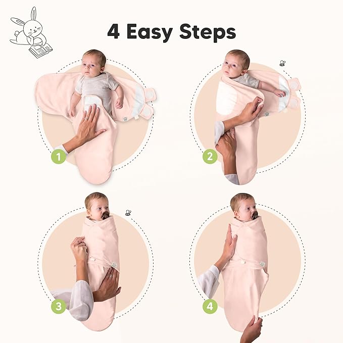 3-Pack Organic Baby Swaddle Sleep Sacks - Swaddles for Newborns, Infant 0-3 Months, Baby Girls, Boys, Soft & Snug Newborn Sleep Sack, Nursery Swaddling Blankets (Angelic, XS)